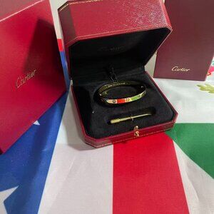 Cartier Gold and Red Love Bracelet Set